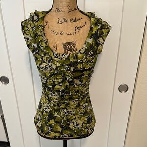 Classiques Entier Olive and Black Ruffled Blouse